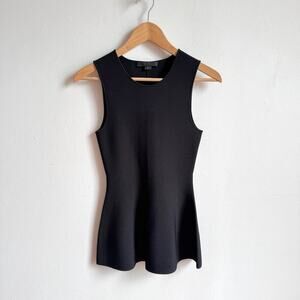 ALEXANDER WANG Black Stretch-Knit Sleeveless Peplum Blouse